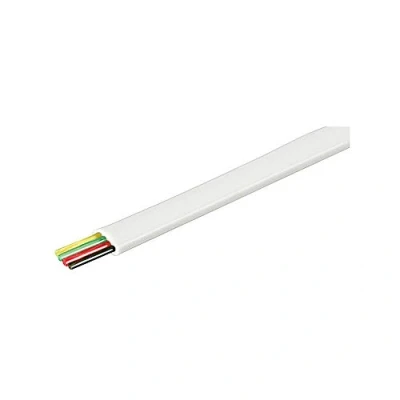 Immagine di Goobay 93305 Cavo Piatto Telefonico 100m Bobina, AWG 28, CCA, Alluminio Rivestito di Rame, 4 Fili, Bianco, Lunghezza del