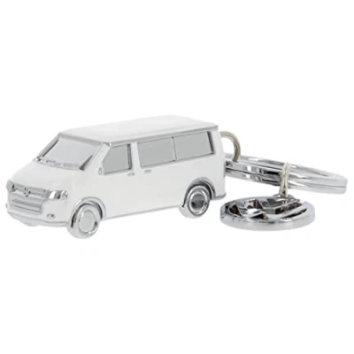 Immagine di Brisa VW Collection Volkswagen Portachiavi vintage in metallo smaltato, per chiavi/zaino/borsa, Bus T5/T6 design (Bus classico/Bianco)