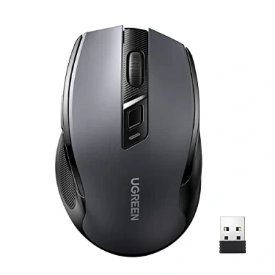 Immagine di UGREEN Mouse Wireless 2.4 GHz con Ricevitore USB, Ergonomico Silenzioso 5 Livelli DPI 4000 Max, Durata ‎Batteria18 Mesi per PC/Mac/Laptop, Windows, macOS e Linux Nero