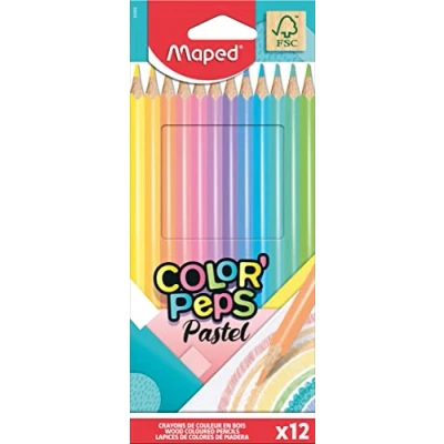 Immagine di Maped Matite colorate pastello (confezione da 12), multicolore, 832069