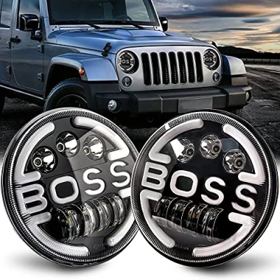Immagine di Maimiao Coppia 7&#039;&#039; Fari a LED 300W 30000LM Angel Eyes 4 modalità luce Off Road Bar Light Cross Segnale di svolta Luci marcia diurna DRL HI LO Fascio per Wrangler CJ JL TJ LJ Hummer H1 H2