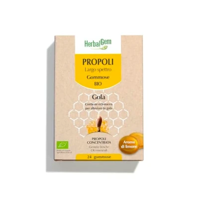 Immagine di HerbalGem Propoli Largo Spettro gommose Bio Gola sensibile Quando si avverte un raffreddore 24