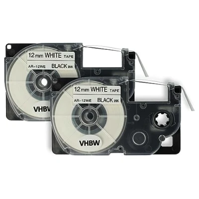Immagine di vhbw 2 x Cartucce a cassetta 12mm compatibile con Casio CW L300, KL 100E, 120, 1500, 200E, 300 sostituisce XR 12WE1, 12WE.