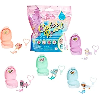 Immagine di Mattel Barbie Color Reveal Pet with Hot Pink Lining and 5 Surprises Including Puppy: Sunshine &amp; Sprinkles Series; Gift for . Old Kids Up,Multicolor (HCD03)