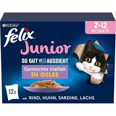 Immagine di FELIX Così come sembra junior cibo umido in gelatina, mix di varietà, confezione da 6 (6 x 12 sacchetti 85 g)