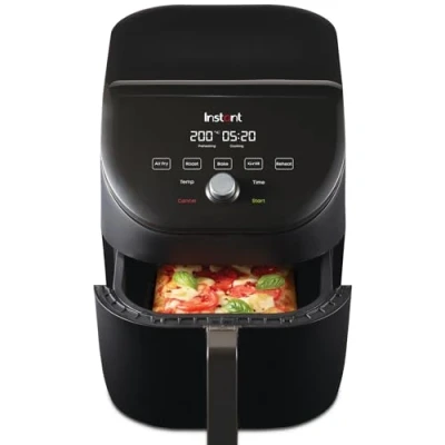 Immagine di Instant Pot Vortex Slim, friggitrice elettrica senza olio 5 in 1 Multi cucina con funzioni di ad aria, cottura, grill, arrosto e piastra, timer Potenza 1700W, 5,7 L Nero