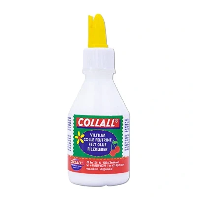 Immagine di Collall Chiaro e Asciugatura Rapida (100ml) Forte Adesione Sentito Tessile Liquido Colla Bottiglia con Maneggevole Dosaggio Cap 1 Pezzo