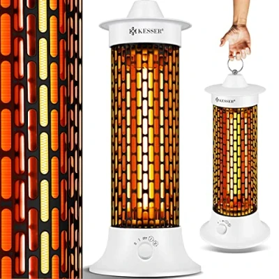 Immagine di KESSER® riscaldatore a infrarossi, 1200 W, riscaldamento risparmio energetico, per interni con oscillazione 360, elettrico IP55, colore bianco