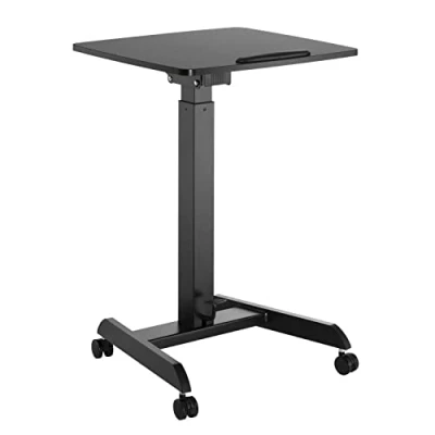 Immagine di Maclean MC 892 Tavolo da Scrivania per laptop Lavorare in piedi e seduti Altezza regolabile max. 113 cm Inclinabile Rotelle Barra antiscivolo (Nero)
