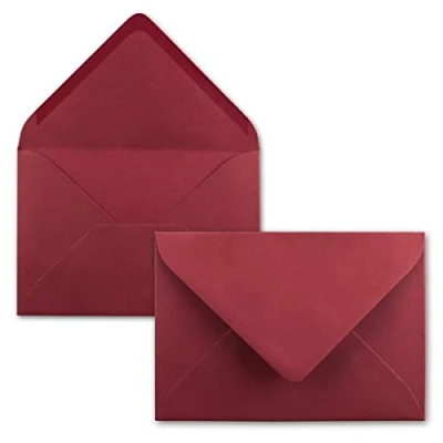Immagine di Gustav Neuser Mini buste per lettere colorate, 5,2 x 7,6 cm, con lembo umido, saluti, biglietti d&#039;auguri, ciondoli e regali in denaro 50 Umschläge 14 rosso scuro
