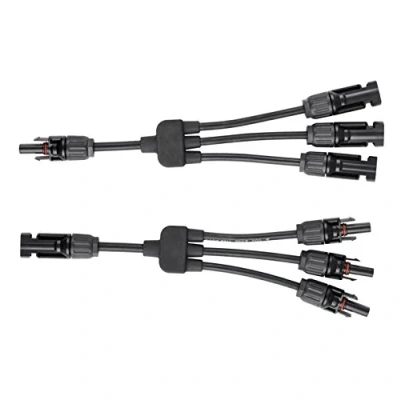 Immagine di enjoy solar® 1 coppia di connettori solari distributore a T 3 vie con prolunga da 20 cm per il collegamento in parallelo moduli