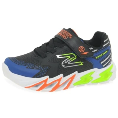 Immagine di Skechers Flexglow BOLT Sneakers basse per bambini, Taglia: 31, Black/blue/lime/orange Pu