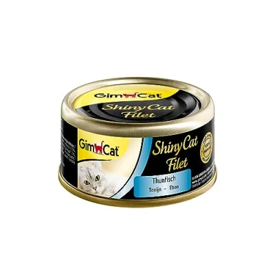Immagine di GimCat ShinyCat filetto di tonno, Mangime per gatti con succulento senza aggiunta zuccheri adulti, 24 scatolette, x 70 g