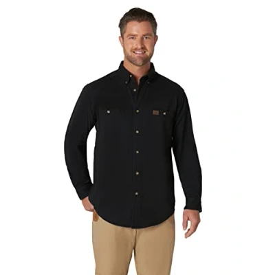 Immagine di Wrangler Logger Twill Long Sleeve Workshirt Camicia, Nero, XXL Uomo