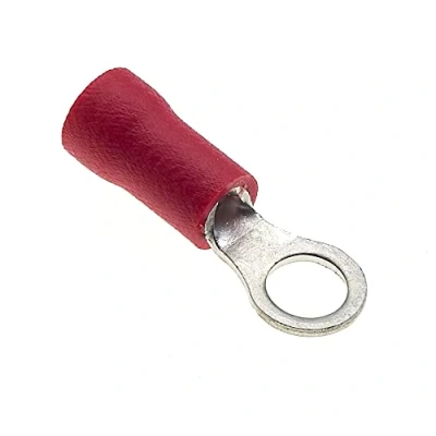 Immagine di Terminale A Crimpare Ad Anello Confezione Da 100, Rosso, 4 Mm, 25A, 22 16 AWG Connettori Termorestringenti, In Rame Stagnato, Terminali Filo Isolati