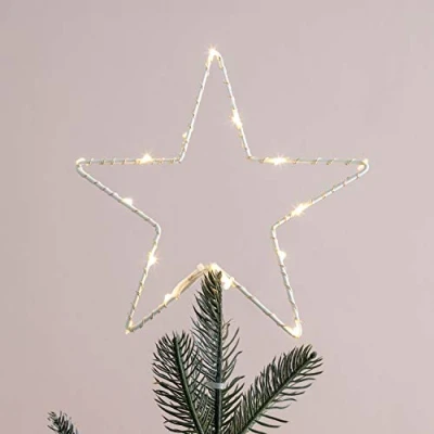 Immagine di Lights4fun Puntale per Albero di Natale a Stella con Micro LED Bianchi Caldi Pile