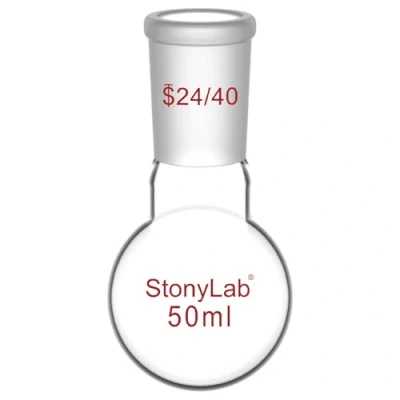 Immagine di stonylab Matraccio Laboratorio, Fondo Rotondo da Parete Pesante a Collo Singolo in Vetro Borosilicato RBF con Giunto Esterno Standard 24/40, Round Bottom Flask per Laboratorio 50ml