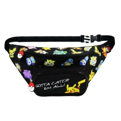 Immagine di Pokemon Marsupio per Ragazzo, Borsa Bambino, Pikachu Charmander Squirtle Meowth Eevee Design, Regolabile, Regalo Ragazzi