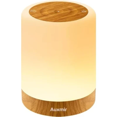 Immagine di Auxmir Lampada da Comodino LED Touch, Luce Notturna senza Fili, Colori RGB, 4 Modalità, 5 Livelli di Luminosità, Ricaricabile, Funzione Timer, per Cameretta, Camera letto, Soggiorno