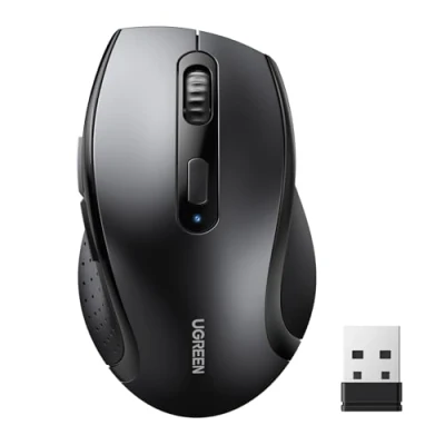 Immagine di UGREEN Mouse Wireless Ergonomico 2.4GHz Ricevitore USB 4 Livelli 1600 DPI, Compatibile con PC Computer MacBook Laptop Windows 11 10 macOS Linux