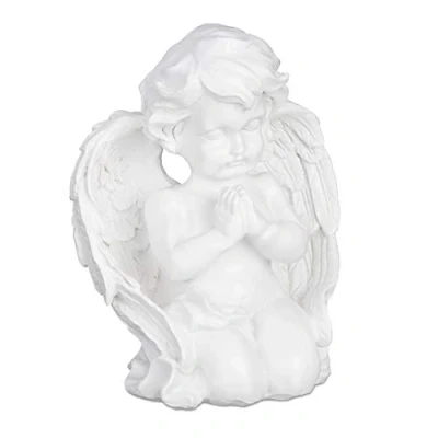 Immagine di Relaxdays Statua Angelo Custode, Inginocchiato &amp; in Preghiera, Resistente alle Intemperie Gelo, Decorazione, Bianco