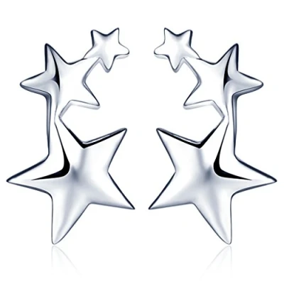 Immagine di Infinite U, orecchini con tre pentacoli, in argento Sterling 925, per donne e ragazze, stelle, borchie, orecchie