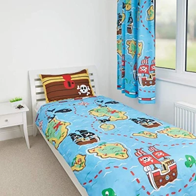 Immagine di Zappi Co Design Pirata Set di Copripiumino e Federa per Bambini, Reversibile, Letto Singolo