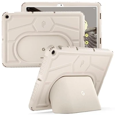Immagine di Poetic TurtleSkin Series Custodia per tablet Google Pixel da 11 pollici (2023), resistente, antiurto, robusta, adatta ai bambini, in silicone, con protezione dalle cadute, porcellana