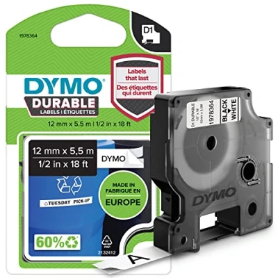 Immagine di DYMO 1978364 Cassetta nastro Vinile Colore Nastro: Bianco carattere: Nero 12 mm 5.5 m
