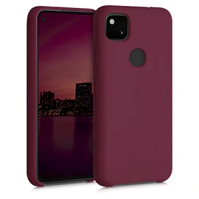 Immagine di kwmobile Cover per Google Pixel 4a Custodia Back Case Smartphone in Silicone TPU Protezione Gommata rosso rabarbaro