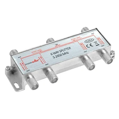 Immagine di Poppstar Partitore SAT TV 6 Uscite (analogo/digitale/BK/unicable/HD/4K) Splitter per Antenna satellitare, Televisore, Radio, LNB