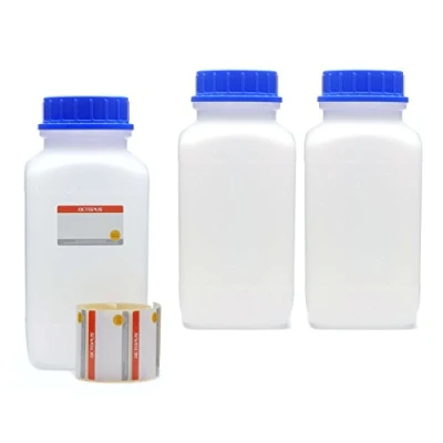 Immagine di Octopus Bottiglie a Bocca Larga con Tappi Vite, boccette chimiche, da Laboratorio di 3X 2500 ml