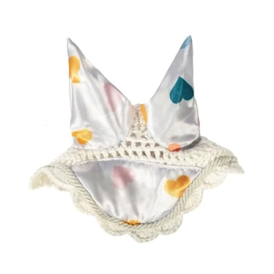 Immagine di HKM Cappuccio Anti Mosche, Colore Bianco con Cuoricini, One Size, 14754