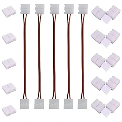 Immagine di BoHong Raccordo rapido a L 2 poli Cavo Connettore Angolare Strisce LED Prolunga Jumper pin Clip Luce Nastro Connector per 8mm di Larghezza SMD 3528 2835 Monochrom Strip