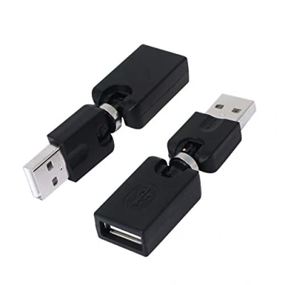 Immagine di CERRXIAN Adattatore di estensione girevole e USB 2.0 da tipo A maschio femmina, rotazione 360 gradi, regolabile, ad angolo retto (confezione 2)