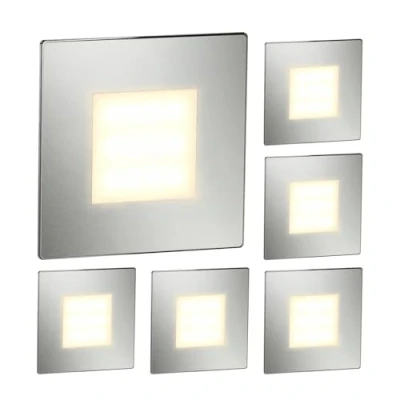 Immagine di ledscom.de 6 LED luce per scale/apparecchio da incasso FEX interni ed esterni, angolare, acciaio inox, 85 x mm, bianco caldo