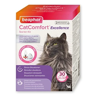 Immagine di Beaphar CatComfort Excellence Starter Kit, Antistress Gatto con Feromoni Felini, 1 Diffusore + Ricarica 48 ml per un Ambiente Calmo e Senza Stress, Copertura fino a 70 m2