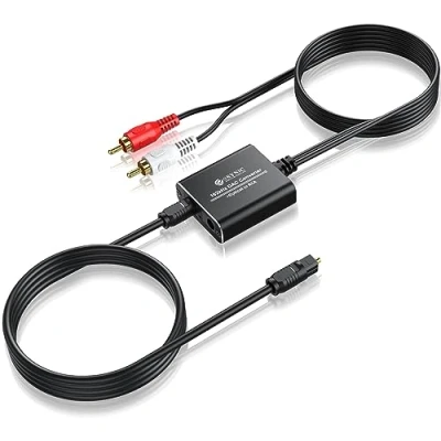 Immagine di eSynic 192KHZ 24bit DAC Convertitore Cavo Audio SPDIF a RCA da Digitale Toslink Ottico ad Analogico R/L con 110+110cm Supporta PCM LPCM per HDTV STB DVD Lettore Console