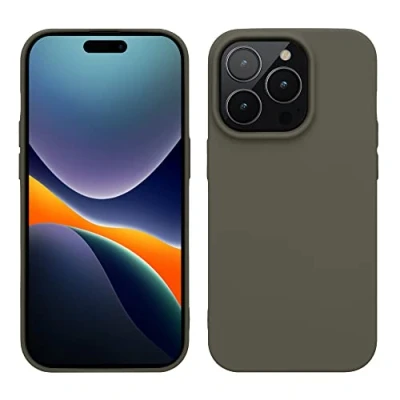 Immagine di kwmobile Custodia Compatibile con Apple iPhone 14 Pro Cover Back Case per Caricatore Wireless Antiurto e Flessibile in Silicone TPU verde oliva opaco