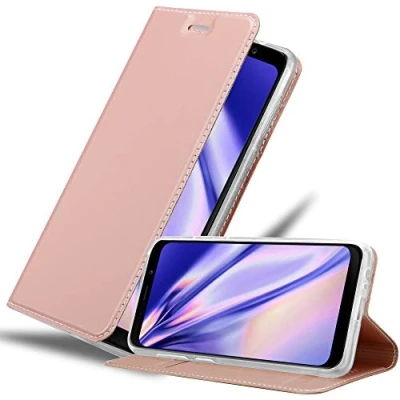 Immagine di Cadorabo Custodia Libro per Samsung Galaxy A8 2018 in Classy Oro Rosa con Vani di Carte, Funzione Stand e Chiusura Magnetica Portafoglio Cover Case Wallet Book Etui Protezione