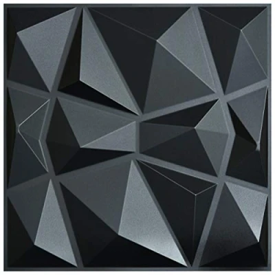 Immagine di Art3d 12 pezzi Diamond 3D pannelli da parete 50 x cm, PVC ad alta rigidità, indeformabile, riciclabile, impermeabile, resistente al calore, inodore, nero, 3㎡