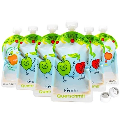 Immagine di Sacchetti Riutilizzabili per Alimenti (Pacchetto da 6 Pezzi) BPA free semplici riempire e pulire Ideali x frappe, yogurt succhi di Adatte Congelatore Lavastoviglie… (175 ml)