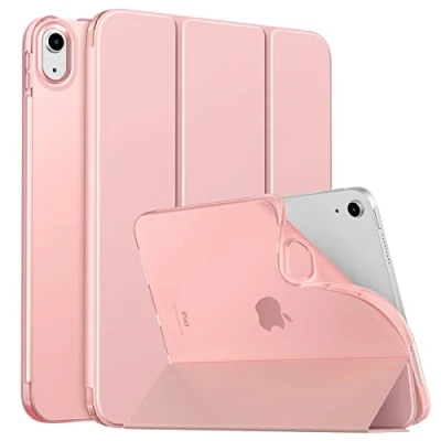 Immagine di MoKo Custodia per Nuovo iPad 10a Generazione 2022, 10,9 Pollici Cover con Supporto Pieghevole Auto Sveglia/Sonno Sottile Posteriore Traslucida in TPU, Oro Rosa