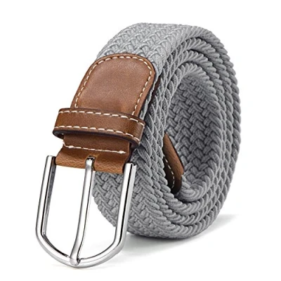 Immagine di Cintura in tessuto elasticizzato da donna e uomo lunghezza 100 a 130 cm intrecciata grigio chiaro