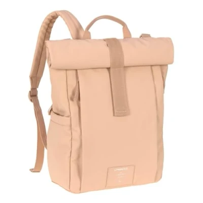 Immagine di LÄSSIG Zaino fasciatoio Borsa con fasciatoio, attacco per carrozzina, portabiberon Prodotto in modo sostenibile/Rolltop Up Backpack rosa pesca