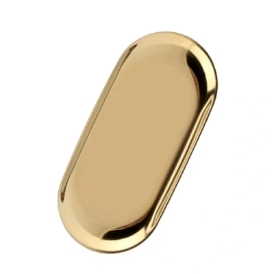 Immagine di piatto di stoccaggio in acciaio inossidabile Nordic Asciugamano gioielli cosmetici torta frutta per ufficio casa scrivanie(Golden S, 180 x 80 mm)