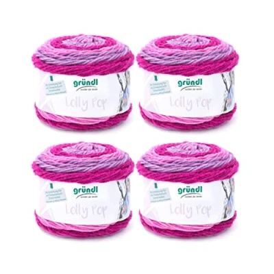 Immagine di Gründl Lolly Pop Filato per Uncinetto e Maglieria (Filato Universale Simile alla Lana Lavabile 100% poliacrilico, 150 g / 240 m, Dimensioni dell&#039;ago: 5 6, 4 x g), Raspberry Swirl