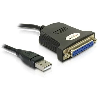 Immagine di Delock Cavo USB 1.1 Spina A, Presa parallela DB25 0.8 m Nero 61330