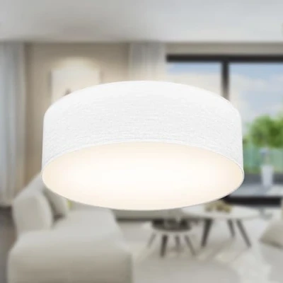 Immagine di B.K.Licht plafoniera con paralume in tessuto, attacco E27, max. 40 watt, lampada soffitto, plafoneria plafoniere da camera letto, plafoniere, 30x10 cm, bianco