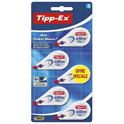 Immagine di Tipp Ex, Mini Pocket Mouse, Bianchetto a Nastro, Cancelleria Scuola e Ufficio, Correttori Confezione da 6 Unità